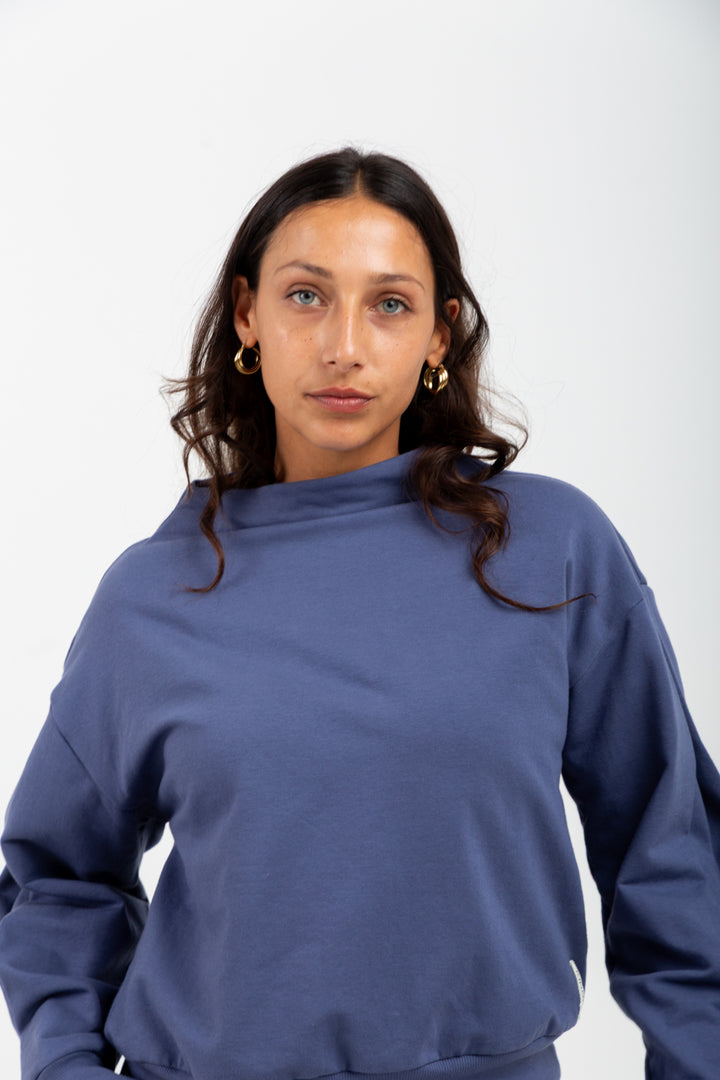 *PRE-ORDER* Tiffany High Neck Top Denim Blue-TRACK SETS-Kindacollection-Kinda