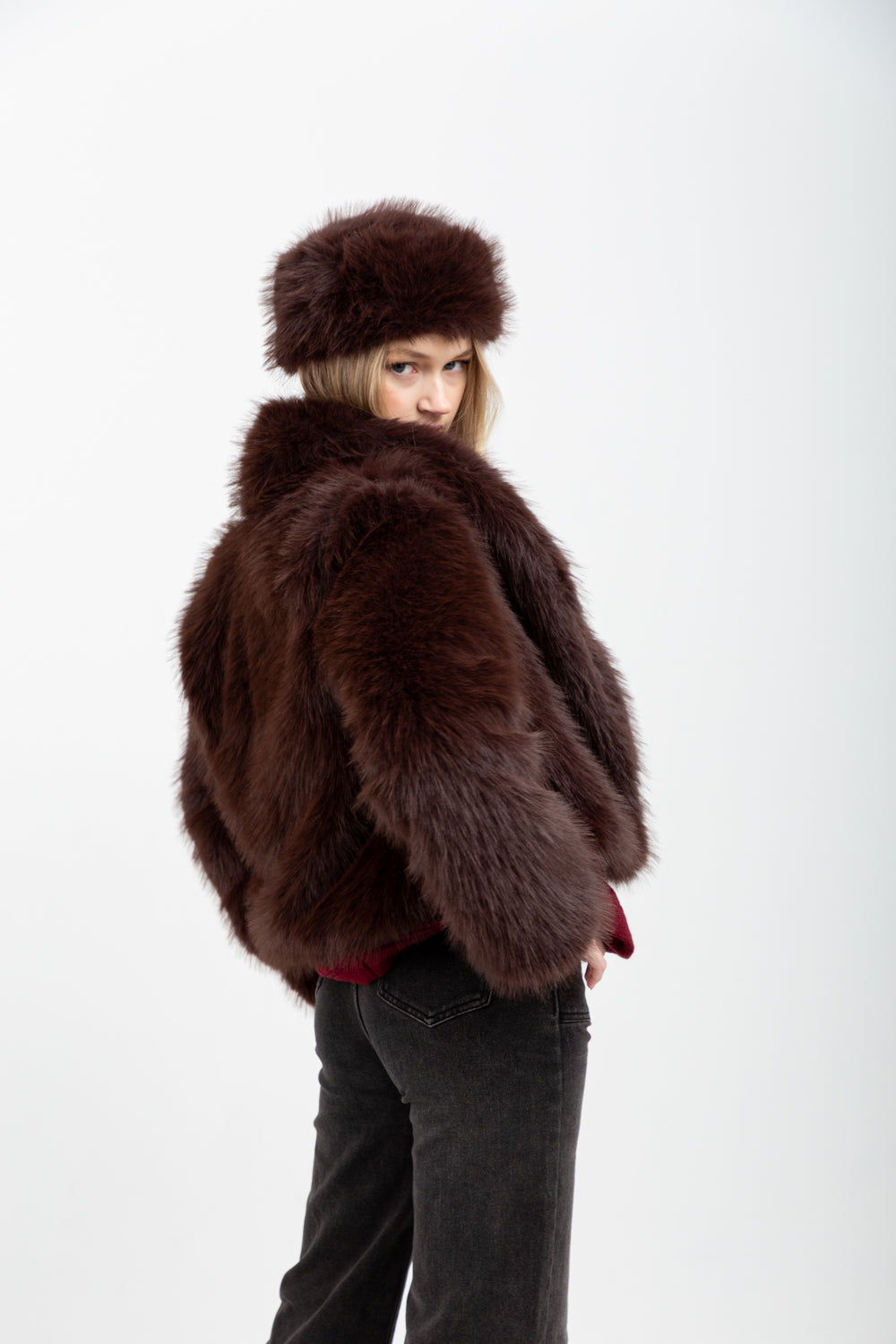 Chocolate Faux Fur Hat-ACCESSORIES-Kinda-Kinda