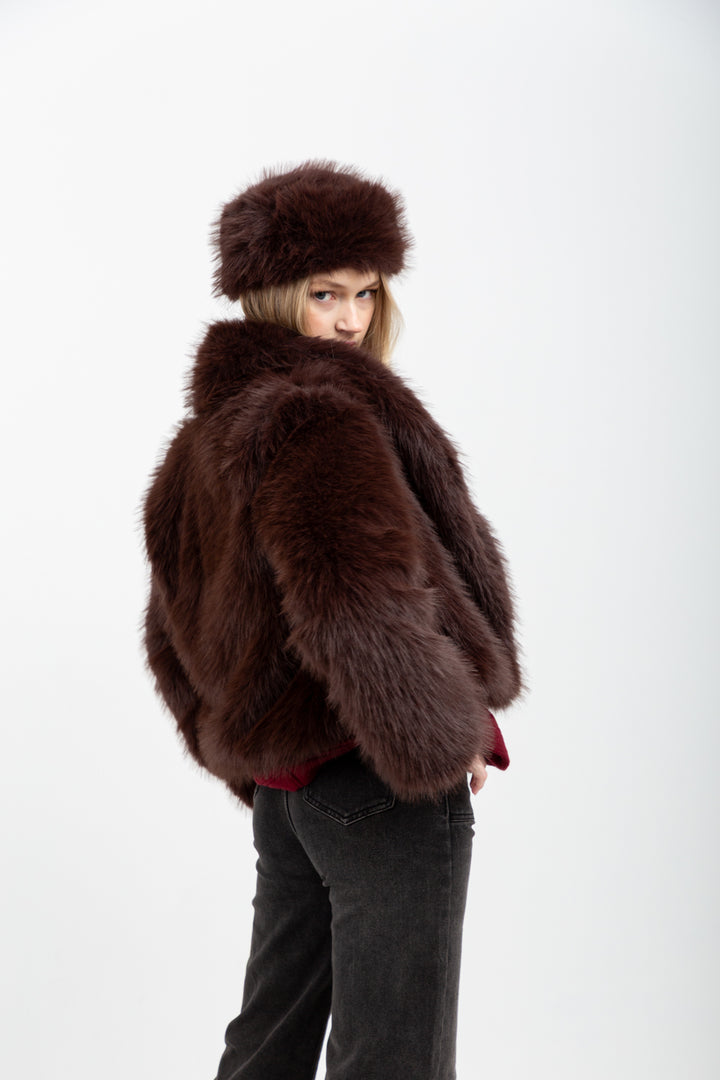 Chocolate Faux Fur Hat-ACCESSORIES-Kinda-Kinda