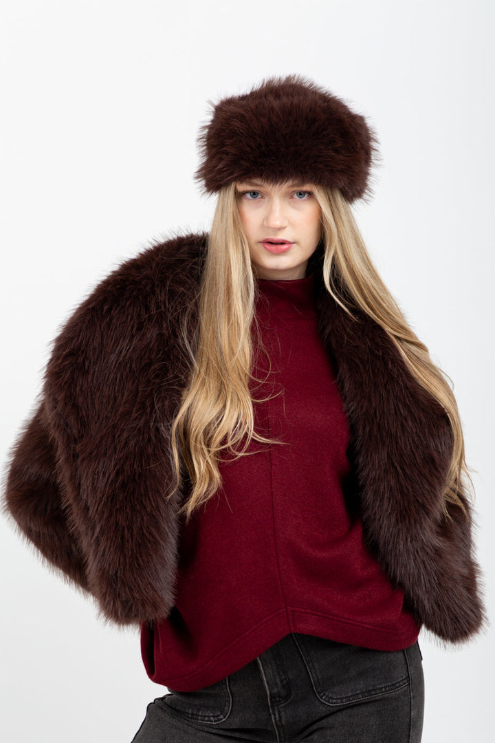 Chocolate Faux Fur Hat-ACCESSORIES-Kinda-Kinda