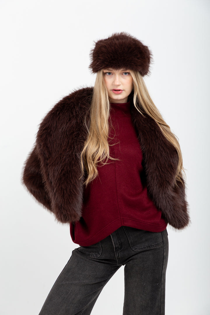 Allegra Coat Chocolate Faux Fur-JACKETS-kindacollection-Kinda