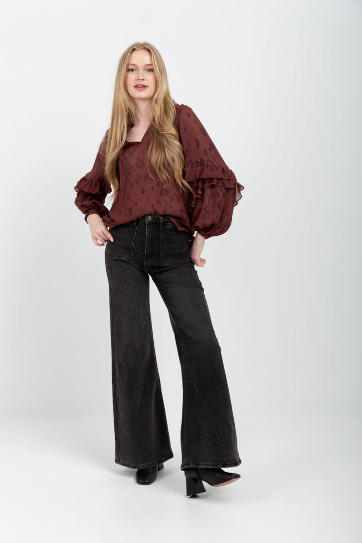 Francesca Blouse Burgundy Animal-TOPS-kindacollection-Kinda