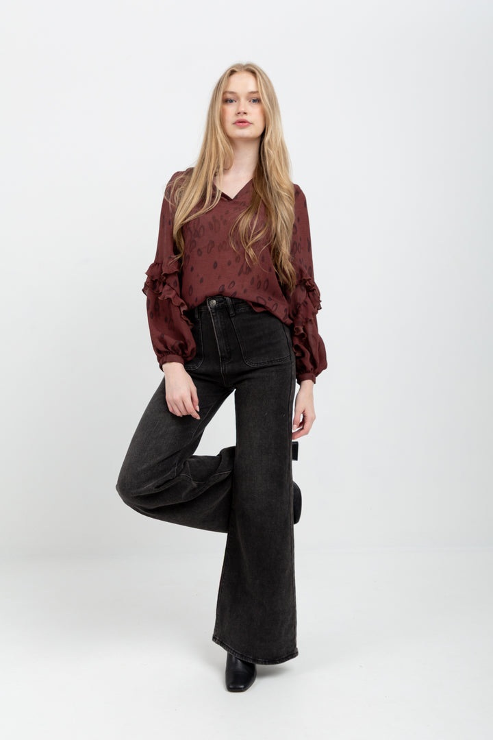 Francesca Blouse Burgundy Animal-TOPS-kindacollection-Kinda