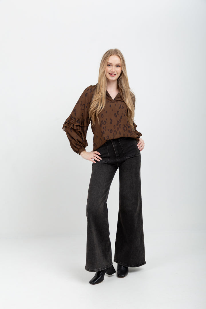 Francesca Blouse Brown Animal-TOPS-kindacollection-Kinda