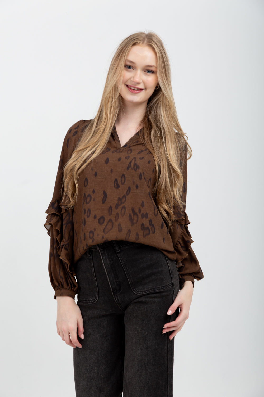 Francesca Blouse Brown Animal-TOPS-kindacollection-Kinda