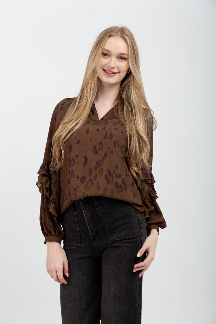 Francesca Blouse Brown Animal-TOPS-kindacollection-Kinda