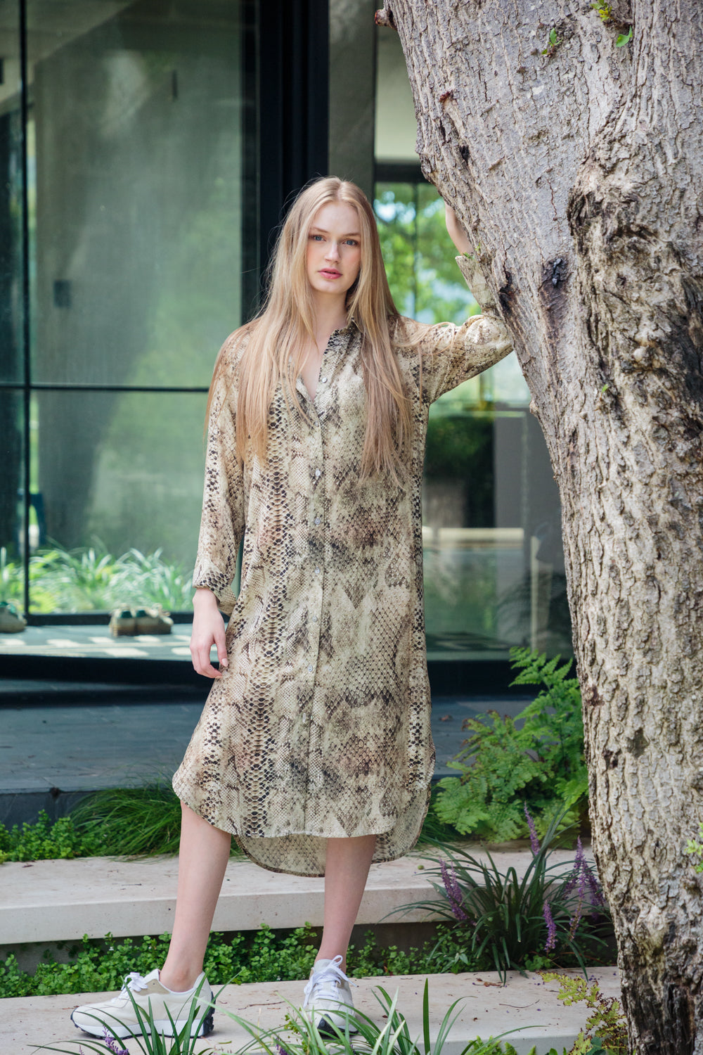 Evie Dress Green Snake Print-DRESSES-kindacollection-Kinda