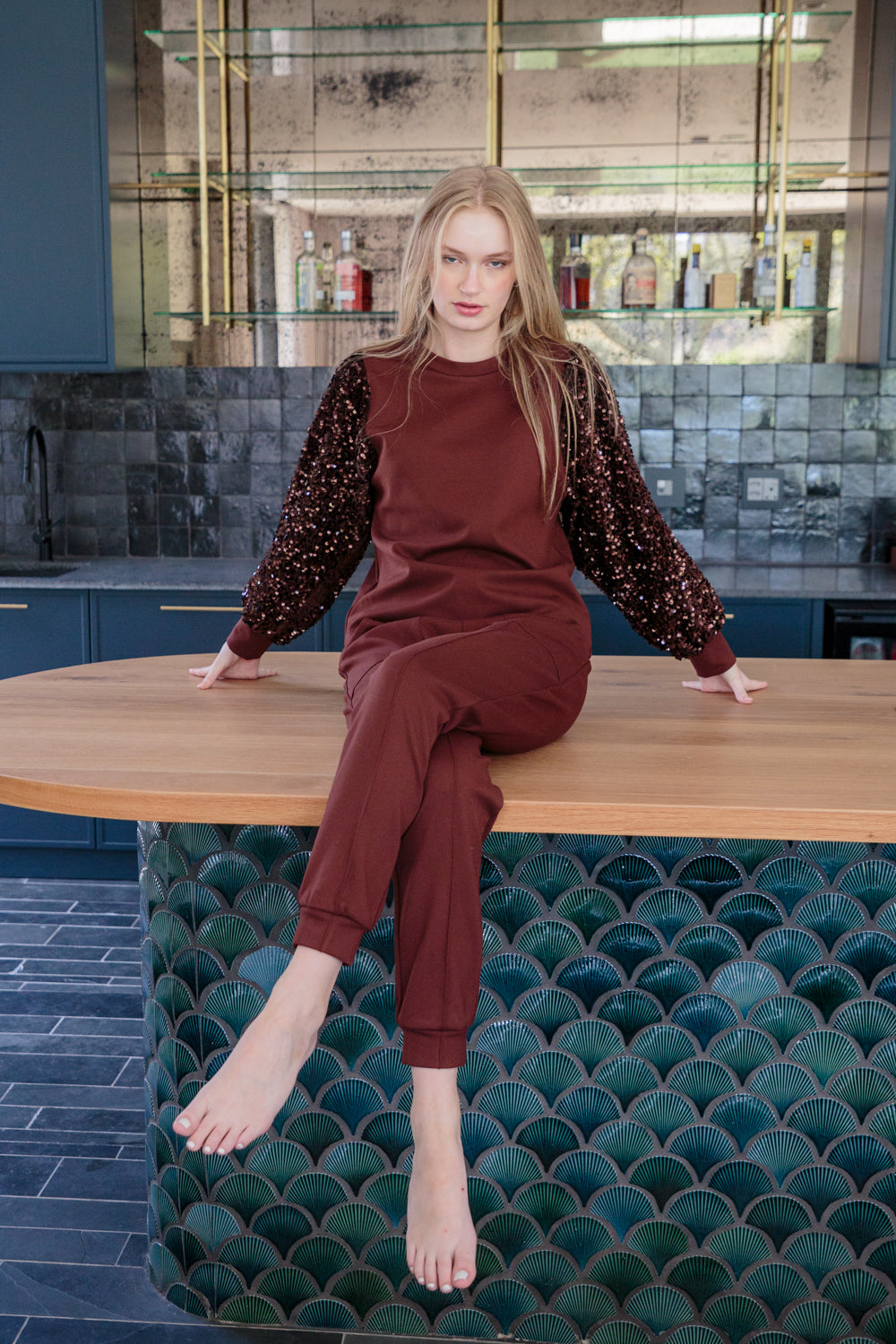 Livia Top Chocolate Sequin-TOPS-kindacollection-Kinda