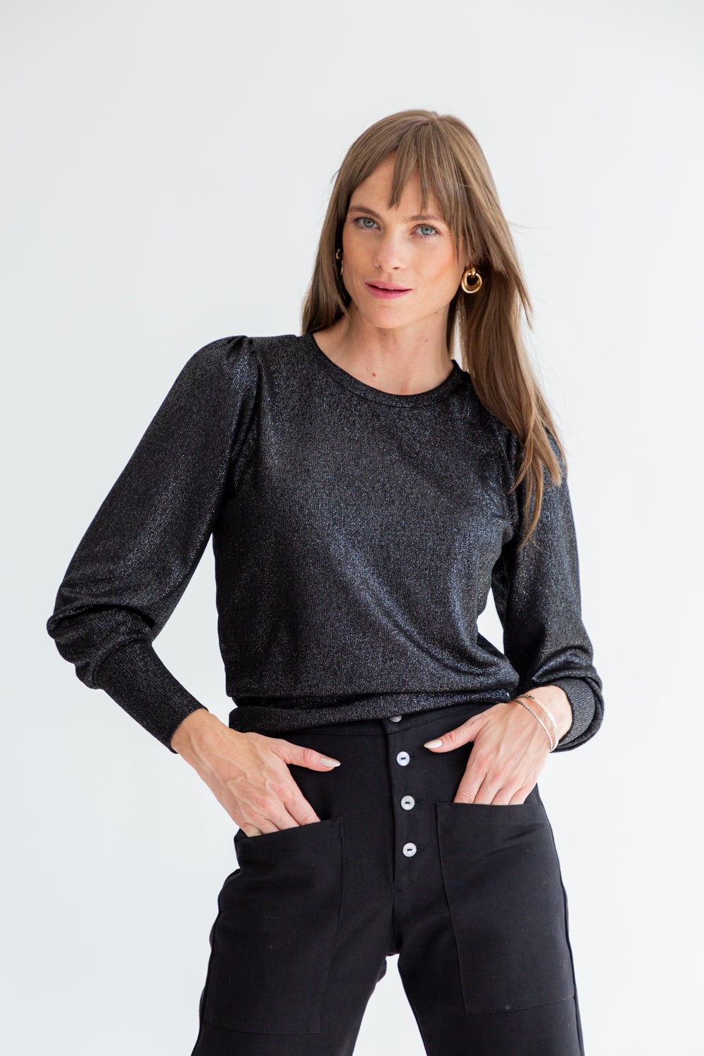 Zoe Top Black Shimmer-TOPS-kindacollection-Kinda