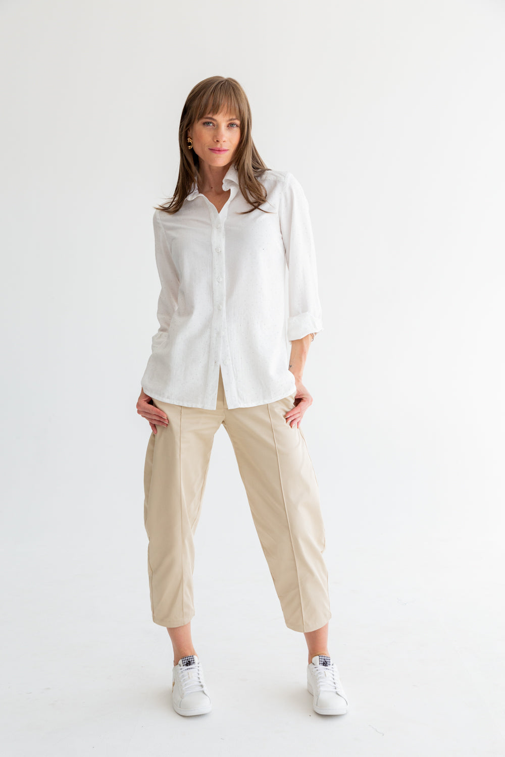 Boyfriend Shirt White Diamond-TOPS-kindacollection-Kinda