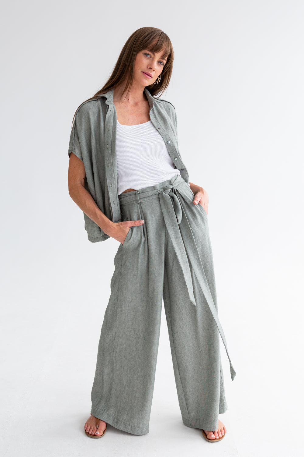 Louise Pants Fern Green-PANTS-kindacollection-Kinda