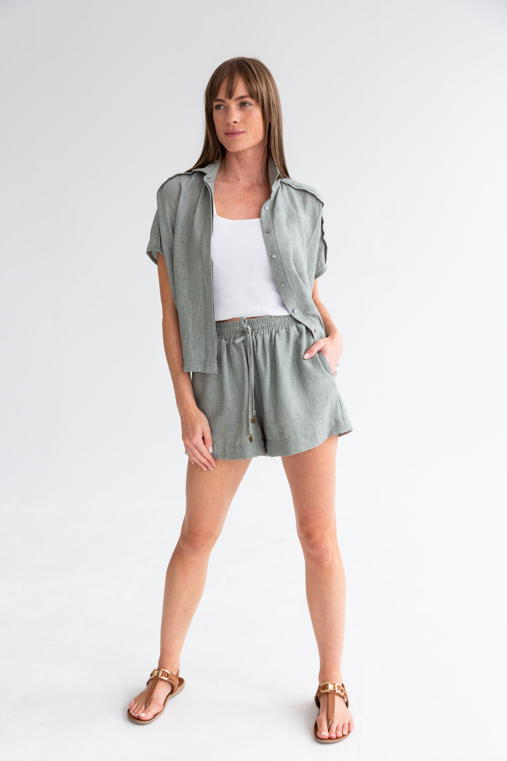 Mykonos Shorts Fern Green-PANTS-kindacollection-Kinda