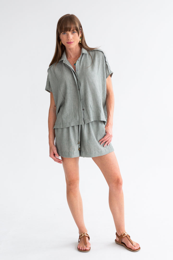 Mykonos Shorts Fern Green-PANTS-kindacollection-Kinda