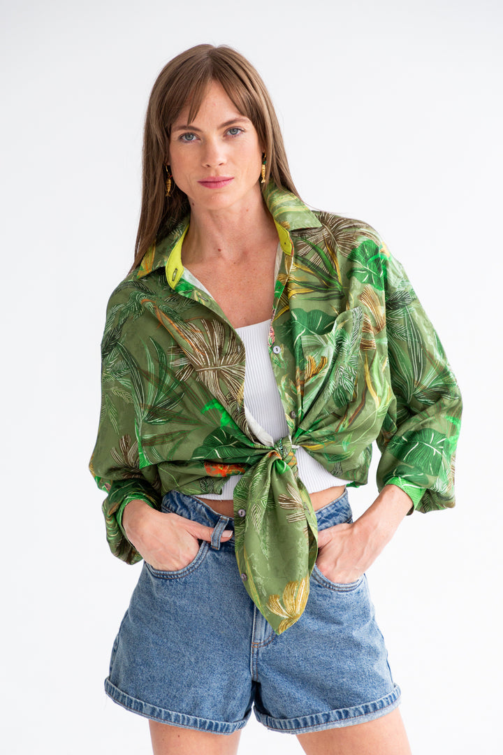 Charlotte Shirt Tropical Green-TOPS-kindacollection-Kinda