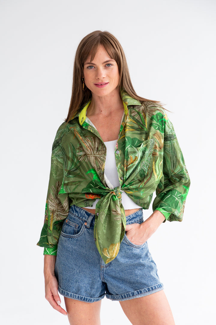 Charlotte Shirt Tropical Green-TOPS-kindacollection-Kinda