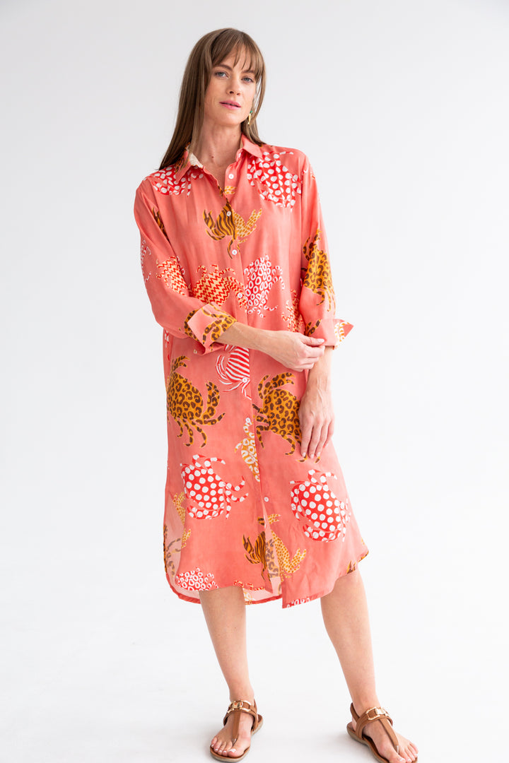 Evie Dress Crab Print-DRESSES-kindacollection-Kinda