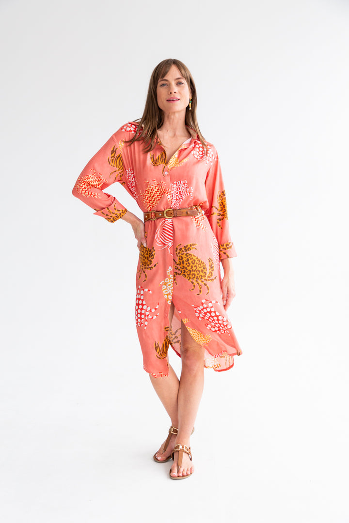 Evie Dress Crab Print-DRESSES-kindacollection-Kinda