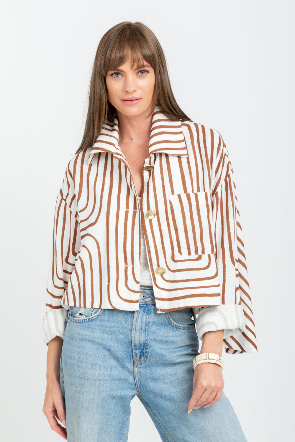 Como Coat Brown Geo-JACKETS-kindacollection-Kinda