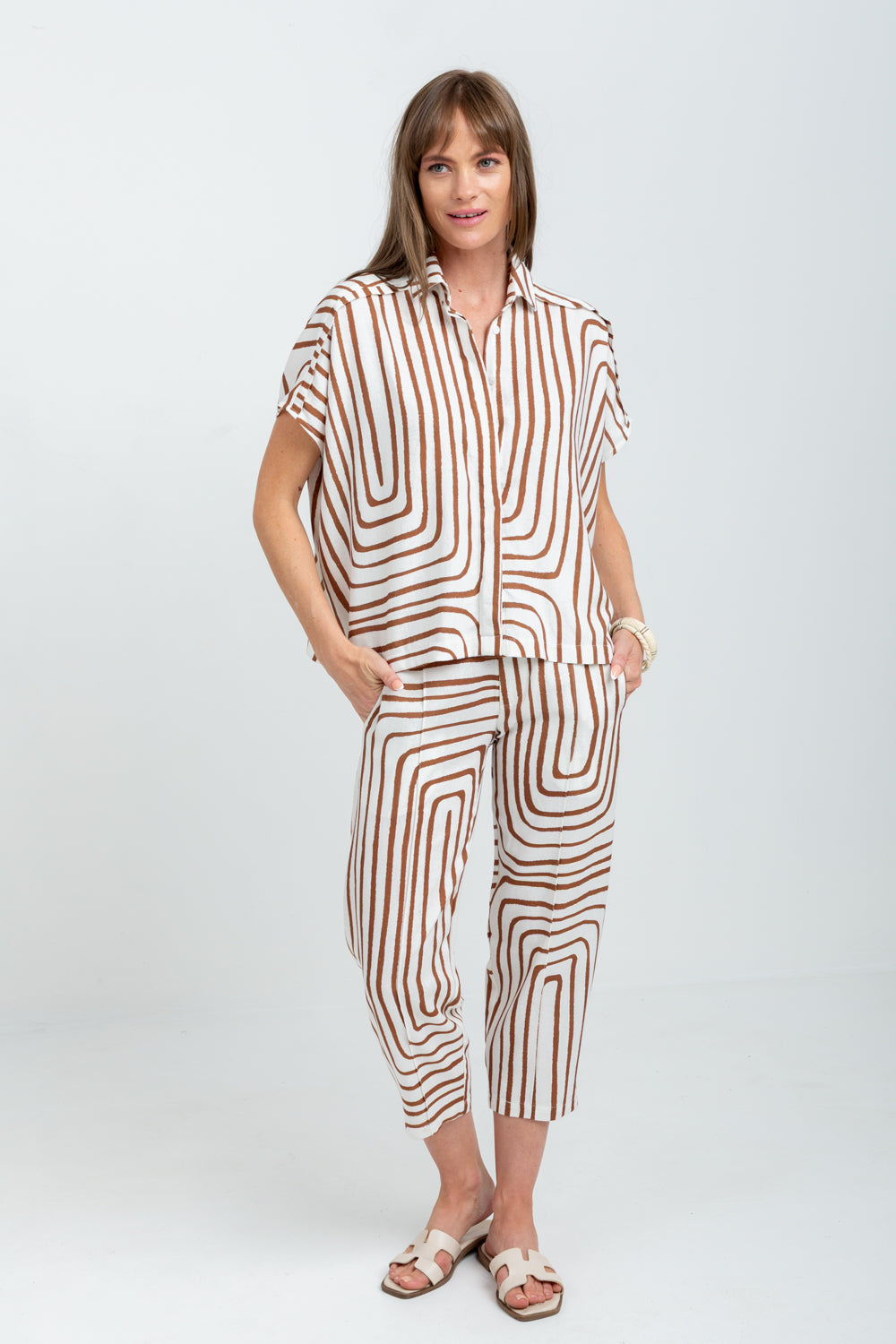 Vera Pants Brown Geo-PANTS-kindacollection-Kinda