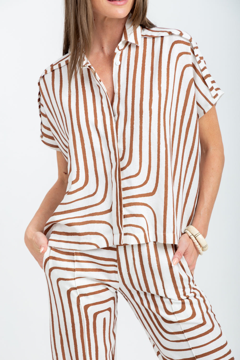 Mariam Shirt Brown Geo Print-TOPS-kindacollection-Kinda