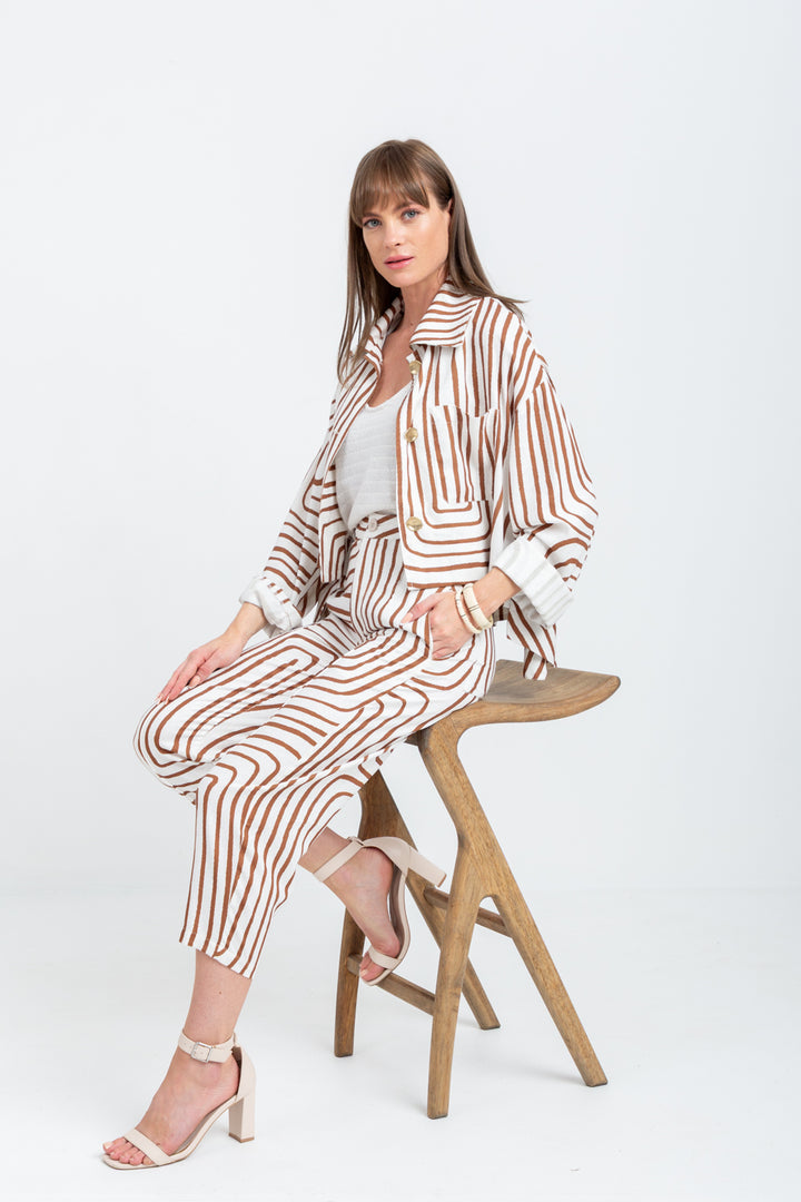 Como Coat Brown Geo-JACKETS-kindacollection-Kinda