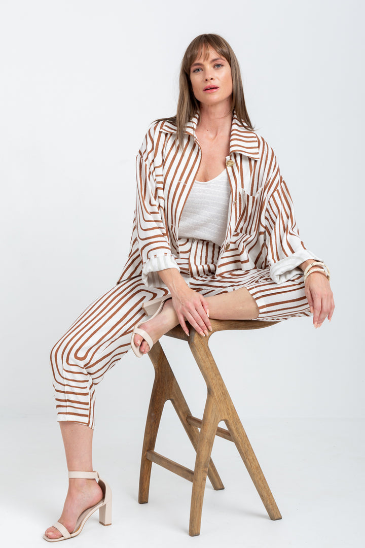 Como Coat Brown Geo-JACKETS-kindacollection-Kinda