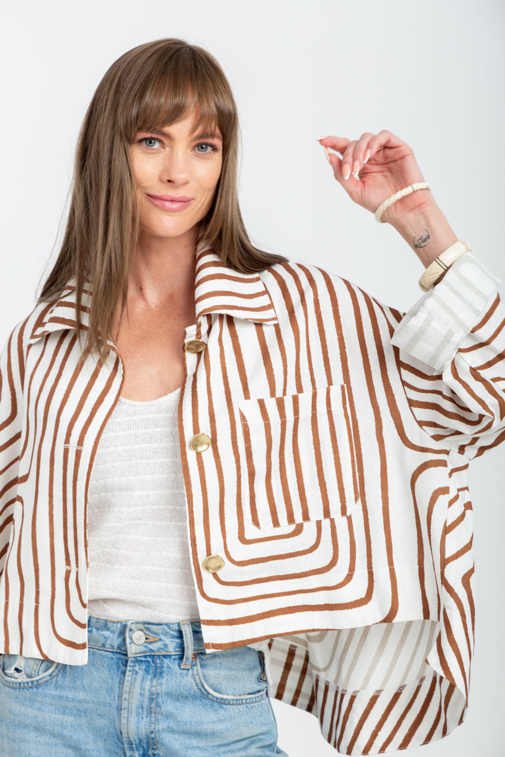 Como Coat Brown Geo-JACKETS-kindacollection-Kinda