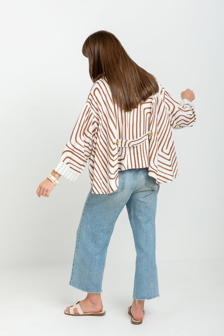 Como Coat Brown Geo-JACKETS-kindacollection-Kinda