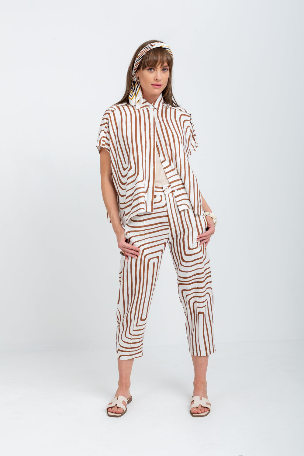 Mariam Shirt Brown Geo Print-TOPS-kindacollection-Kinda