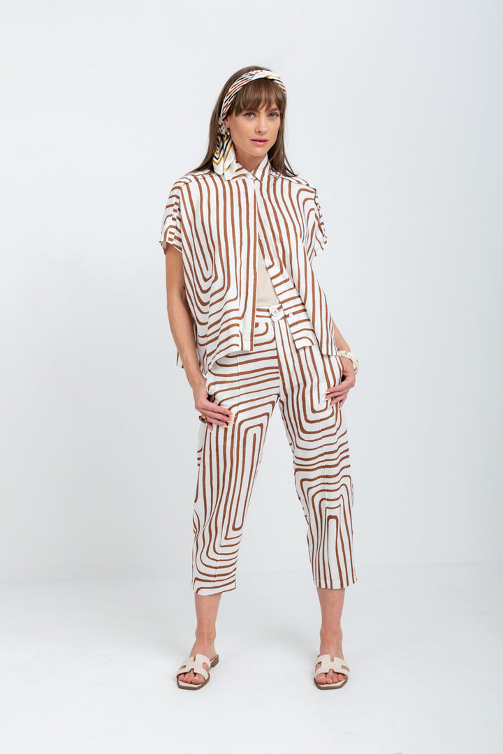 Mariam Shirt Brown Geo Print-TOPS-kindacollection-Kinda