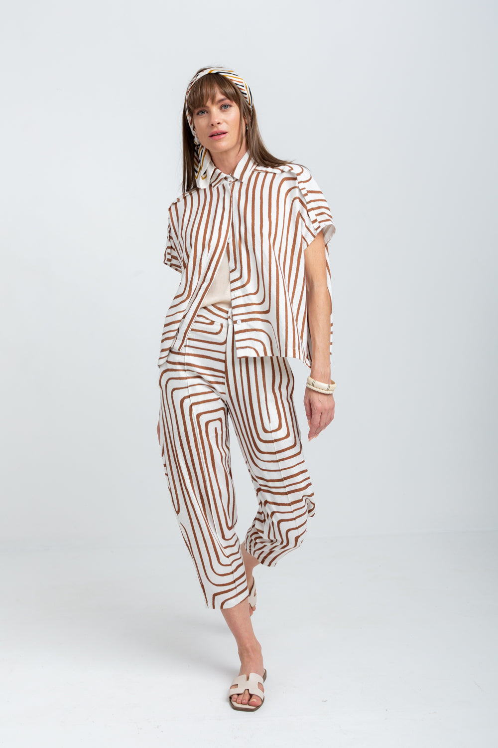 Mariam Shirt Brown Geo Print-TOPS-kindacollection-Kinda