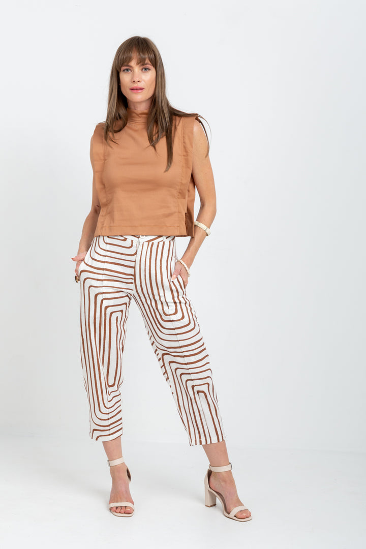 Vera Pants Brown Geo-PANTS-kindacollection-Kinda