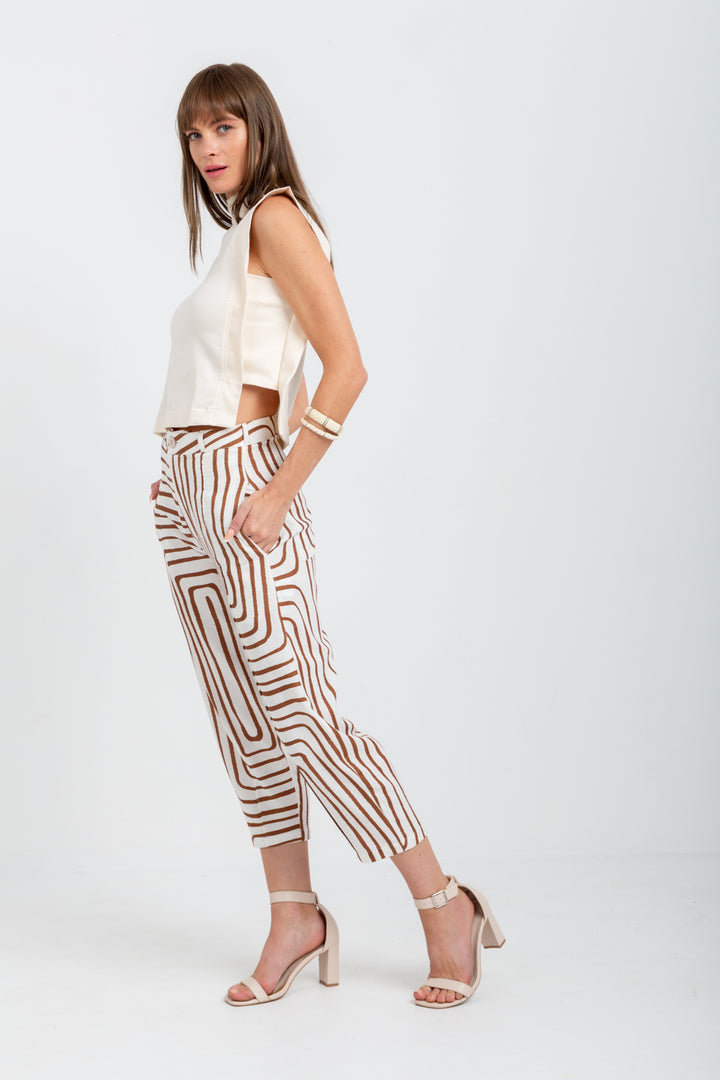 Vera Pants Brown Geo-PANTS-kindacollection-Kinda