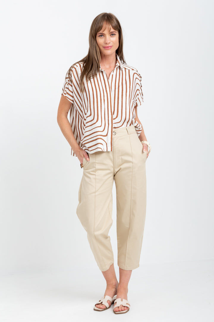 Mariam Shirt Brown Geo Print-TOPS-kindacollection-Kinda