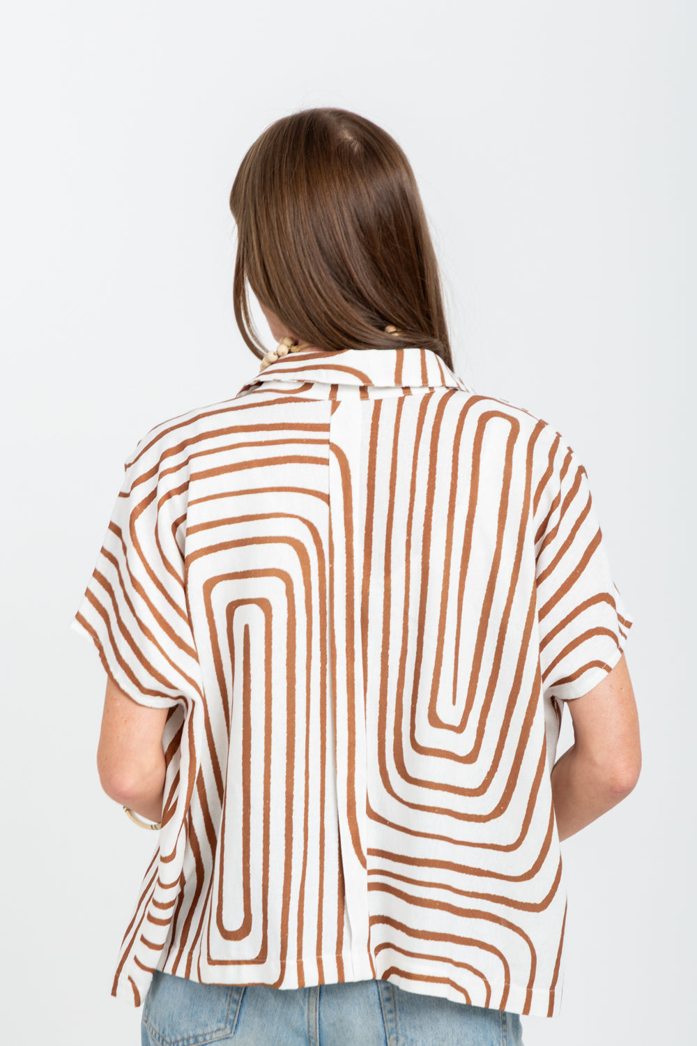 Mariam Shirt Brown Geo Print-TOPS-kindacollection-Kinda