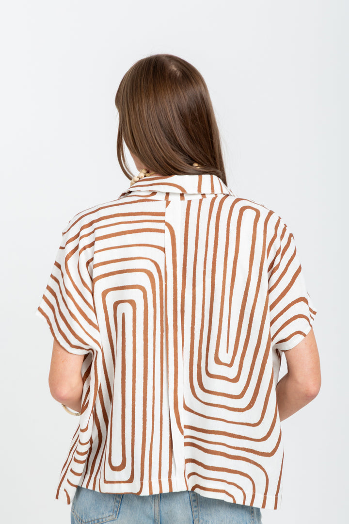 Mariam Shirt Brown Geo Print-TOPS-kindacollection-Kinda