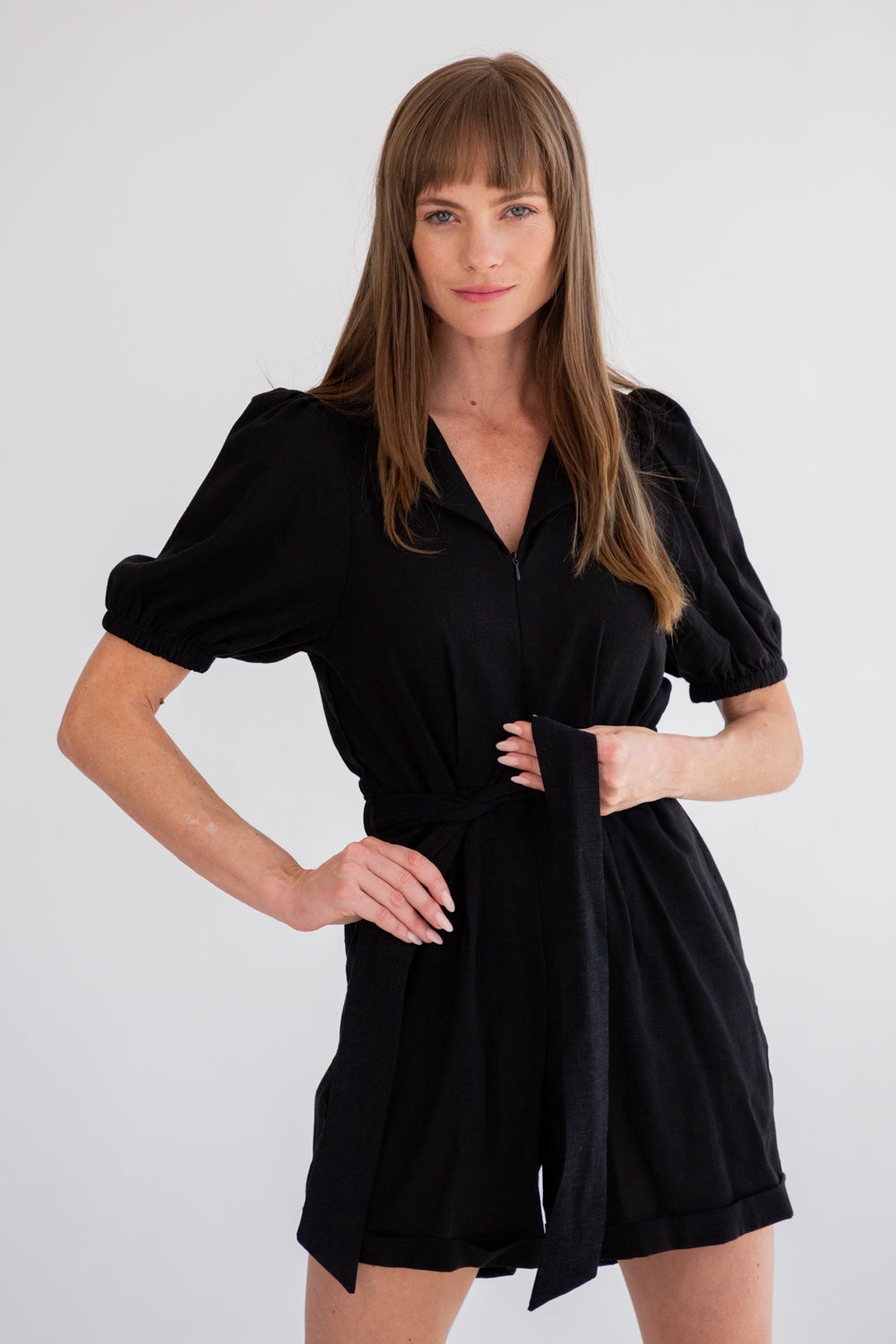 Jemima Playsuit Black-PANTS-kindacollection-Kinda