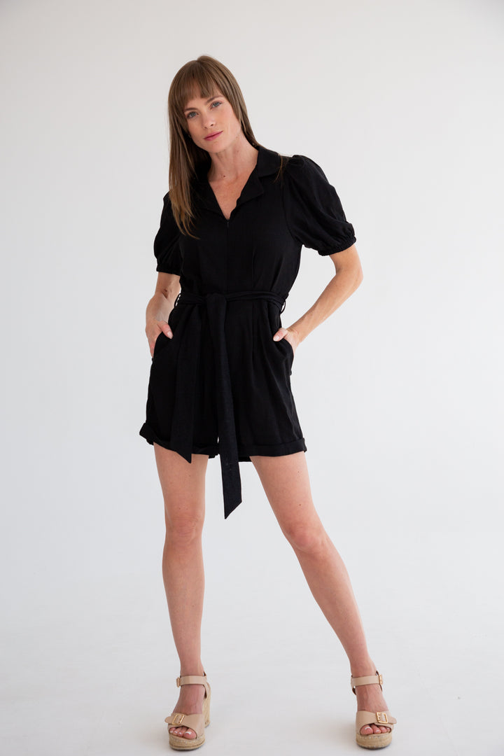 Jemima Playsuit Black-PANTS-kindacollection-Kinda