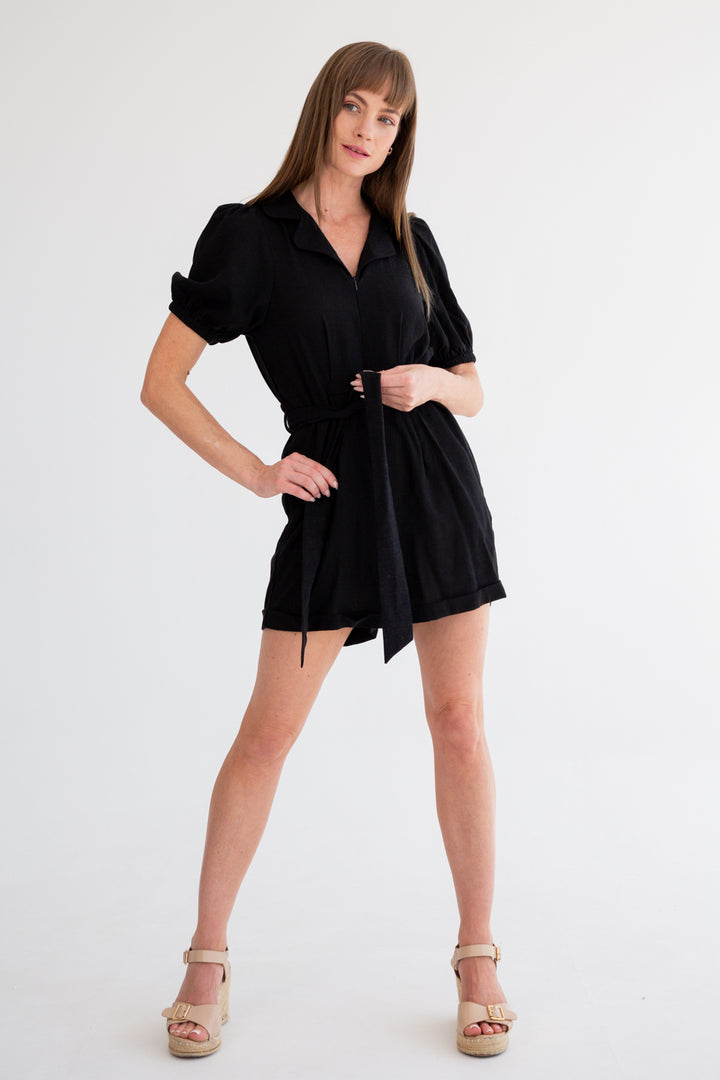 Jemima Playsuit Black-PANTS-kindacollection-Kinda