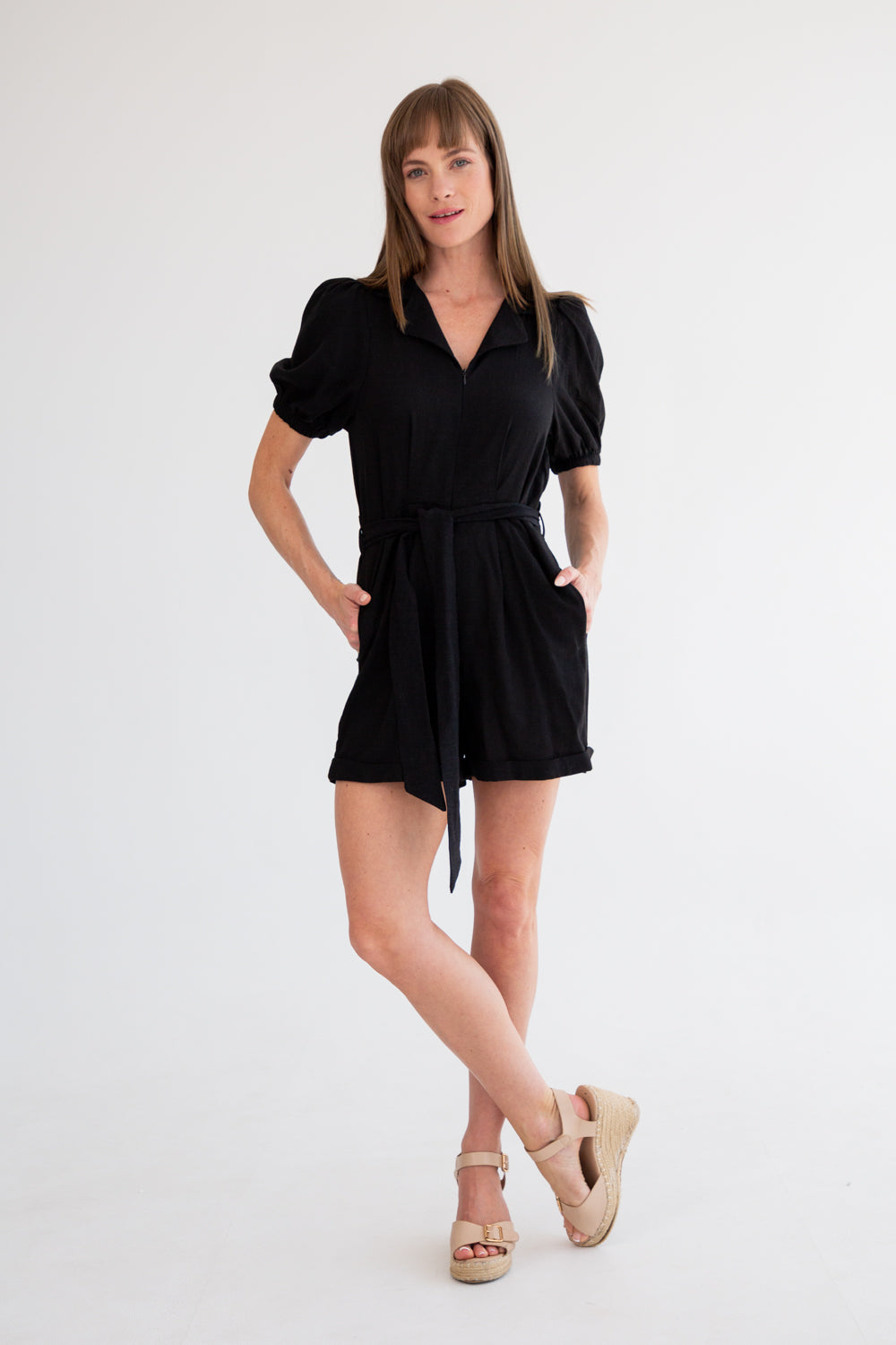 Jemima Playsuit Black-PANTS-kindacollection-Kinda