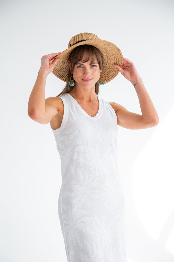 Nina Knit Dress White Palm-DRESSES-kindacollection-Kinda