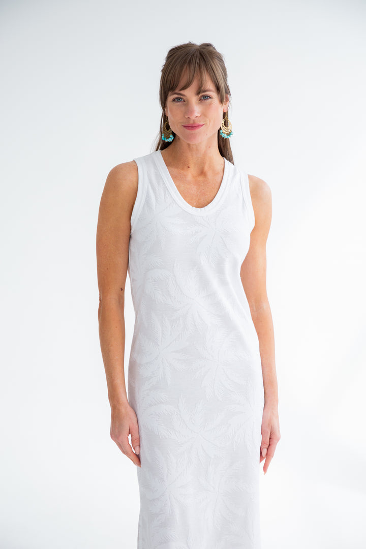 Nina Knit Dress White Palm-DRESSES-kindacollection-Kinda