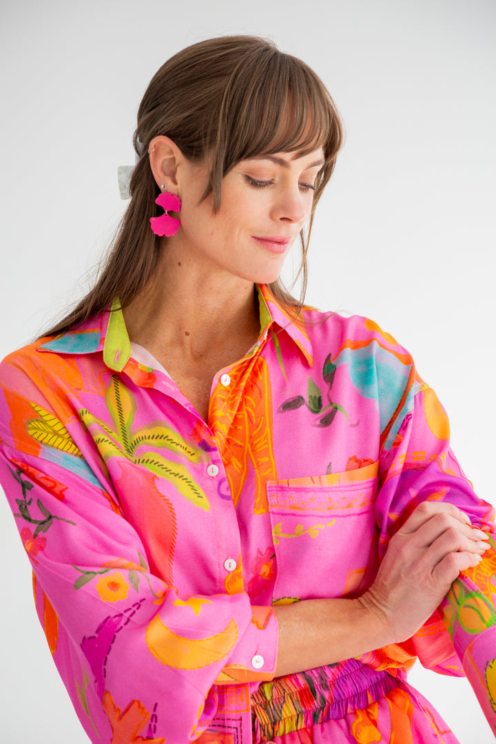 Charlotte Shirt Pink Tiger-TOPS-kindacollection-Kinda