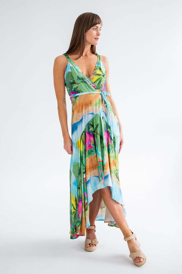 Kea Wrap Dress Bungalow Print-DRESSES-kindacollection-Kinda