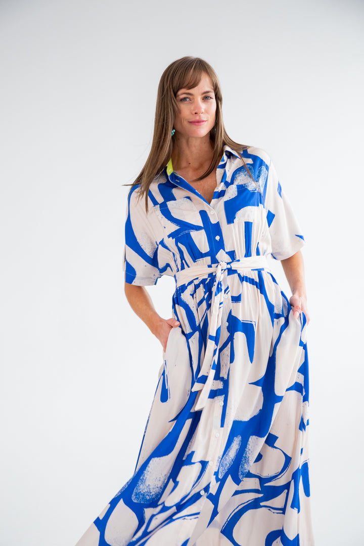 Kate Dress Blue Print-DRESSES-kindacollection-Kinda