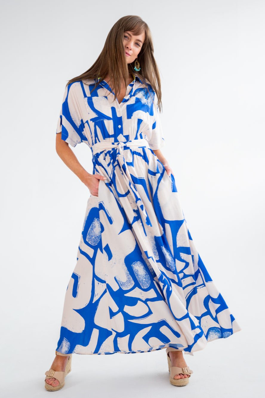 Kate Dress Blue Print-DRESSES-kindacollection-Kinda