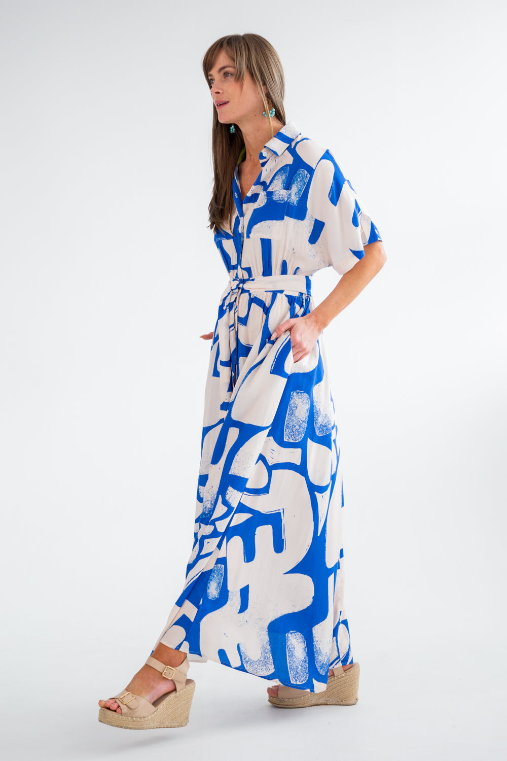 Kate Dress Blue Print-DRESSES-kindacollection-Kinda