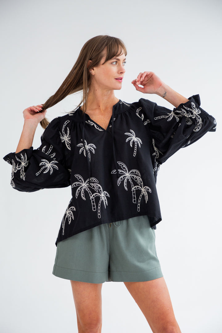 Bali Top Black Palm-TOPS-kindacollection-Kinda