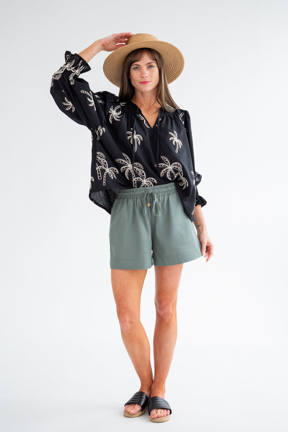 Bali Top Black Palm-TOPS-kindacollection-Kinda