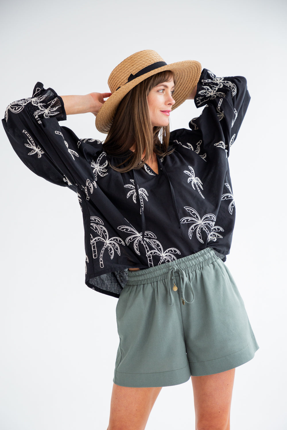 Bali Top Black Palm-TOPS-kindacollection-Kinda